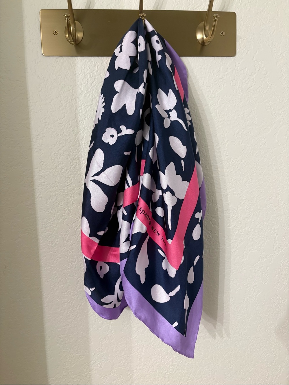 Kate Spade New York Floral Medley Square Scarf Navy Pink 33.5x33.5